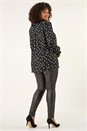 Black Curve Polka Dot Ruffle Top, Image 4 of 5