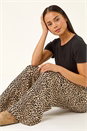 Stone Petite Animal Print Wide Leg Trouser , Image 1 of 5