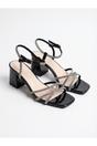 Black iKrush Black Willow Rhinestone Block Heel Sandals, Image 5 of 8