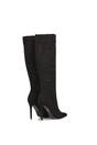 Black 'Nora' Pointed Toe Zip Up Knee High Stiletto Heel Long Boots, Image 3 of 5