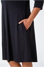 Black Curve Pocket Detail Swing Stretch Dress , Image 5 of 5