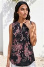 Black Paisley Puff Print Vest Top, Image 3 of 4