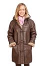 Brown Hooded Sheepskin Leather Coat - Canvas, Image 1 of 4