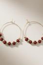 Gold Sandalwood Bead Hoop Earrings - Gold Plated, Image 2 of 3
