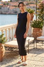 Black Dusk Gathered Waist Midi Dress, Image 1 of 4