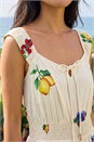 Natural  Petite Fruit Print Strappy Midi Dress , Image 4 of 4