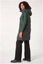 Black Longline Quilted Hooded Gilet , Image 3 of 6