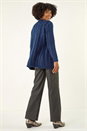 Navy  Fluffy Textured Knit Longline Cardigan, Image 3 of 5