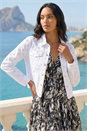 White Cotton Blend Broderie Sleeve Jacket, Image 1 of 5