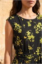 Green Floral Tie Waist Hanky Hem Dress, Image 4 of 4