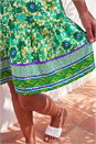 Green Floral Print Border Smock Dress, Image 4 of 4