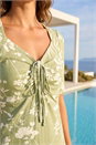 KHAKI Petite Floral Print Drawstring Top, Image 4 of 4
