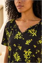 Green Floral Print Gathered Stretch Top, Image 4 of 4