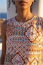 Camel  Patchwork Geometric Vest Top, Image 4 of 4