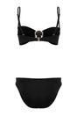 Black WOVCOR Black Shell Detail Bandeau Bikini Set with Adjustable Straps, Image 1 of 2