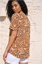 Rust Floral Abstract Print Tunic Top , Image 2 of 4