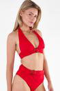 Red Red Halter Bikini Top with Ring Detail, Image 4 of 4