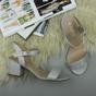 Silver AJVANI Silver Mid Block Heel Strappy Sandals, Image 4 of 6