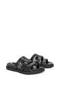 Black XY LONDON Black 'Aurelia' Flat Slider Sandals With Comfortable Footbed, Image 3 of 6