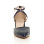 Navy Blue AJVANI Navy Blue Mid Block Heel Crossed Strap Pointed Toe 2 Part Heels, Image 6 of 6