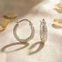 Silver Sterling Silver Basket Weave Hinged Hoops, Image 1 of 4