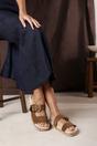 Khaki Avenue Large Buckle Footbed Khaki Suede Sandal, Image 2 of 6