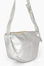 Silver Metallic Leather Half Moon Crossbody Bag, Image 3 of 3