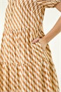 Camel  Geo Print Button Shirt Midi Dress, Image 5 of 5
