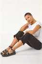 Black Trim Flared Cropped Stretch Trousers, Image 2 of 5