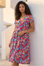 Pink Petite Floral Button Pocket Dress , Image 2 of 4