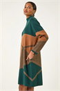 Dark Green Patchwork Knit Jumper Dress, Image 1 of 5