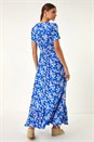 Royal Blue Floral Button Maxi Dress, Image 3 of 5