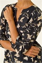 Black Floral Wrap Hem Tunic Top, Image 5 of 5