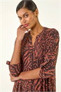 Rust Animal Print Pintuck Stretch Shirt, Image 1 of 5