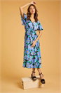 Lilac Floral Print Angel Sleeve Midi Dress, Image 2 of 6