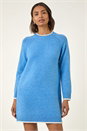 Blue Contrast Trim Knitted Jumper Dress, Image 3 of 7