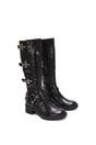 Black 'Cobra' Harness Square toe Knee High Biker Boots, Image 6 of 7