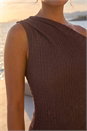 Chocolate Dusk Asymmetric Maxi Stretch Dress, Image 4 of 4