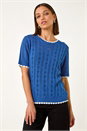 Blue Dainty Pointelle Top, Image 4 of 5