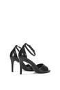 Black Stiletto Heel Open Toe Sandals With Ankle Strap, Image 4 of 6
