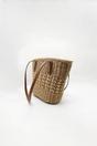 Beige Single Shoulder Striped Straw Bag, Image 3 of 3