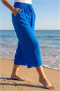 Blue Petite Elasticated Waist Cropped Trousers , Image 2 of 4