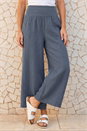 Denim Linen Blend Stretch Waist Culottes, Image 2 of 4