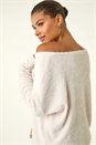 Beige Soft Touch Textured Stretch Top, Image 2 of 5