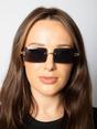 Black Frameless Square Sunglasses in Black, Image 6 of 6