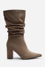 Taupe Lilyana Ruched Heeled Calf Boot In Taupe Suede, Image 1 of 4