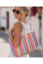 Pink Pia Rossini Pink Delfina - Stripe Beach Bag, Image 1 of 5