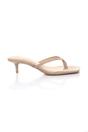 Taupe AJVANI Taupe Low Kitten Heel Toe Post Slip On Square Toe Sandals, Image 2 of 5