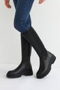 Black Chunky Stretch Chelsea Knee High Boots, Image 2 of 4