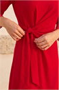 Red Petite Tie Waist Front Dress , Image 4 of 4
